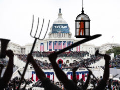 Pitchforks Hoisted As Clinton Appears In Cage At Trump Inauguration